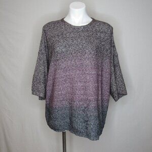 J. Jill Gray Purple Ombre Slouchy Sweater Short Sleeve Women's XL Xlarge